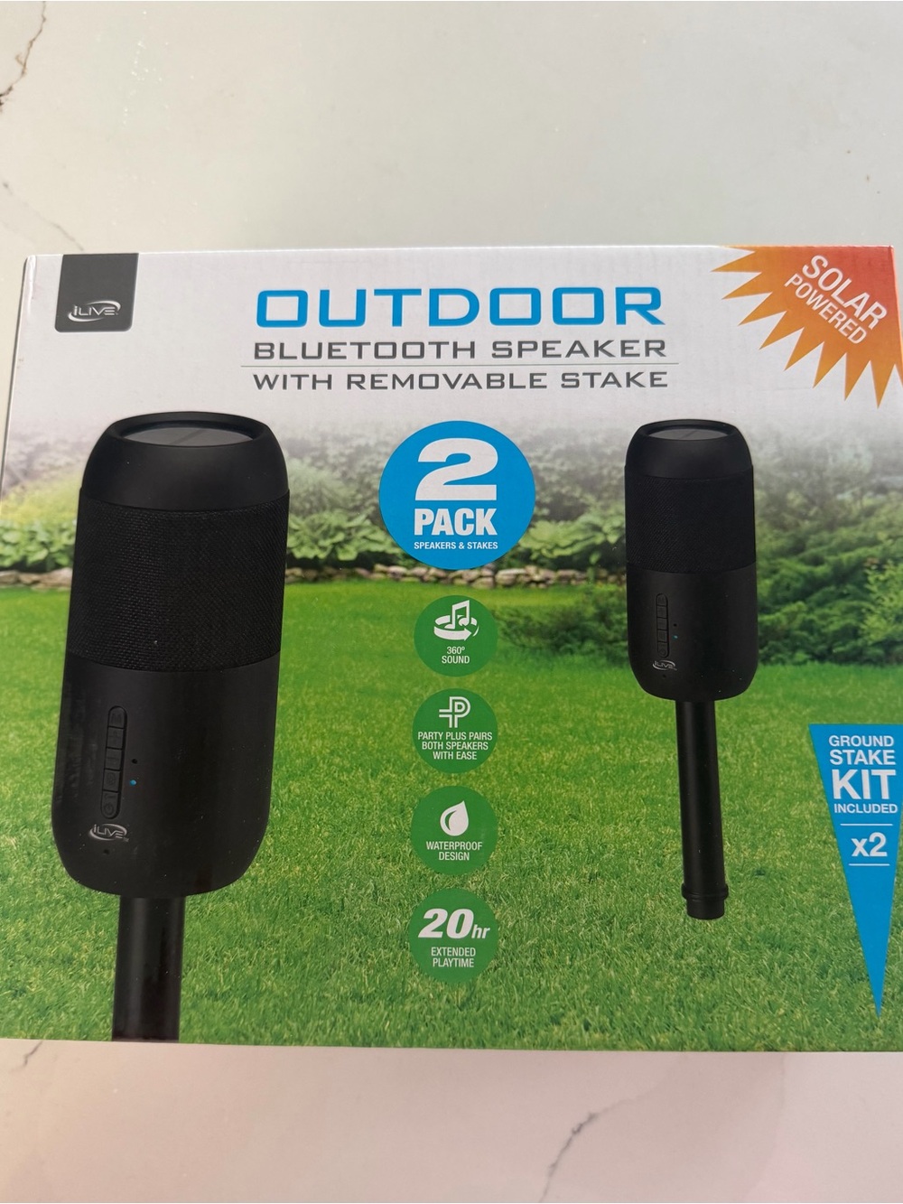 Outdoor Bluetooth Speaker with Removable Stake - Black -